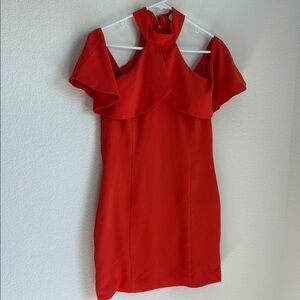 DO+BE Orange Bodycon Mini Dress with Flutter Sleeves